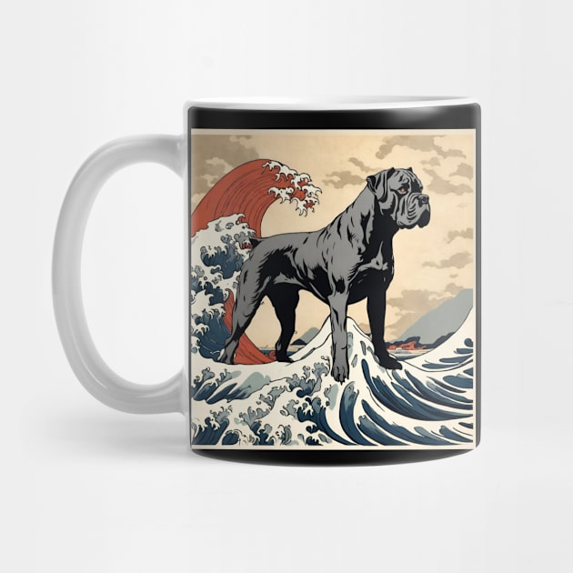 Vintage Cane Corso Dog Mom in the The Great Wave Surfing Retro Cane Corso by wigobun